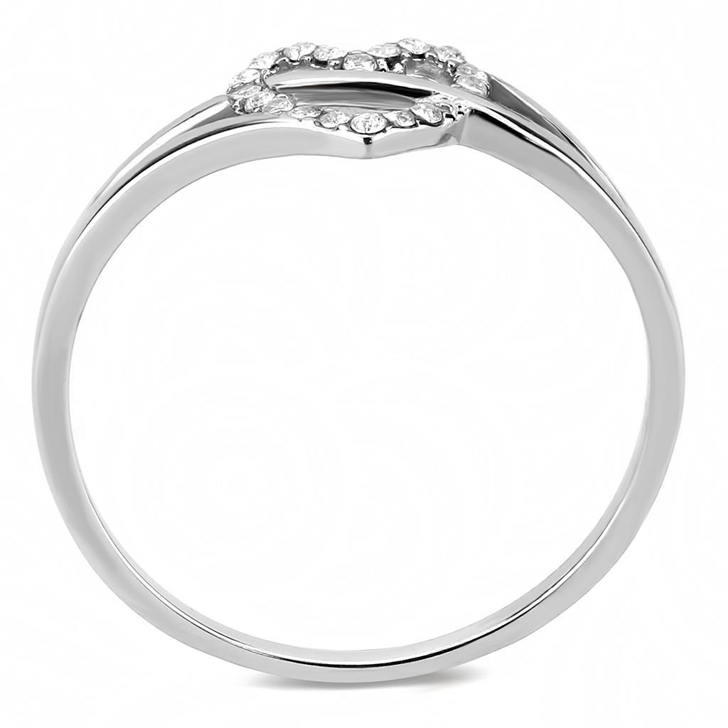 DA259 - High polished (no plating) Stainless Steel Ring with AAA Grade CZ in Clear