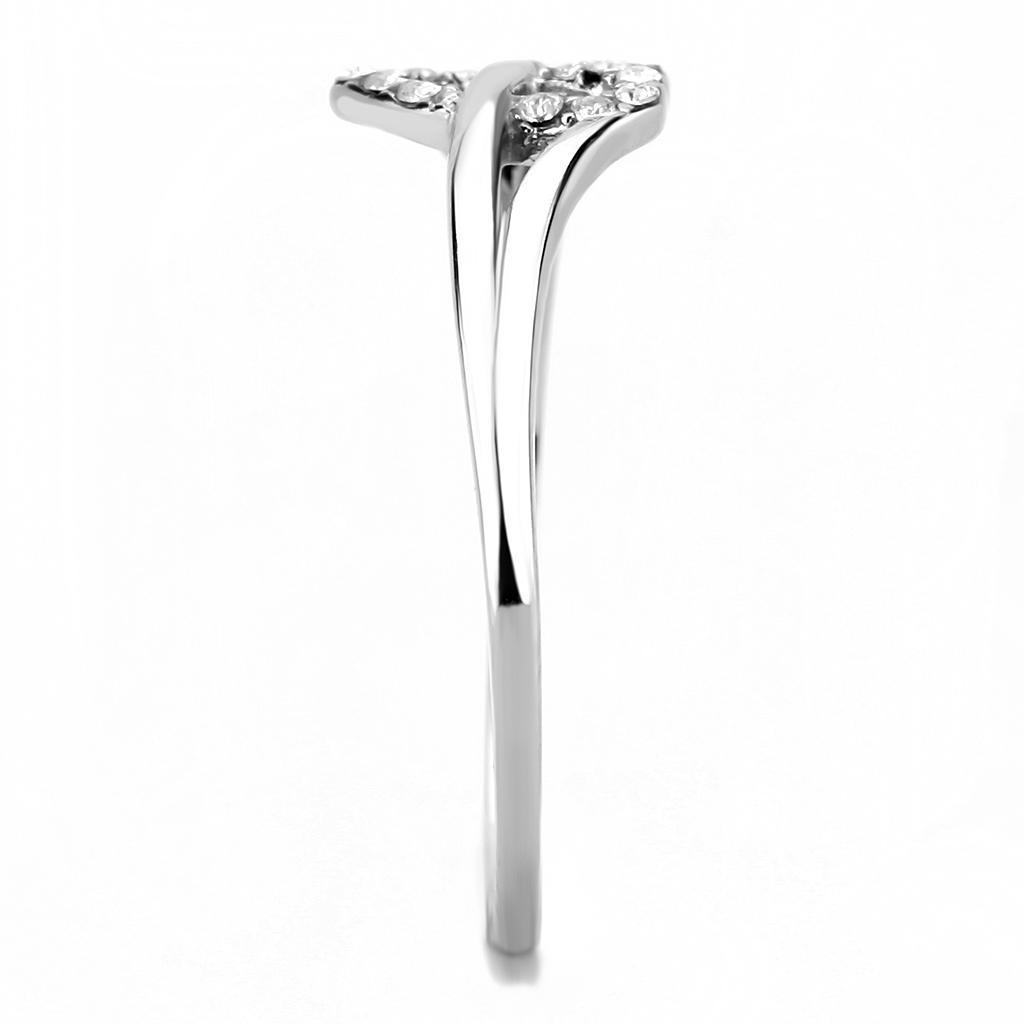DA259 - High polished (no plating) Stainless Steel Ring with AAA Grade CZ in Clear